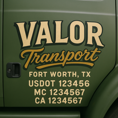 Custom Designed USDOT (DOT) Truck Door Lettering Decal Signs | Graphic Designed USDOT Lettering For Semi-Trucks, Work Trucks & Box Trucks | Add Your Trucking Name, USDOT, MC, CA, KYU, GVW & VIN (2-Pack)