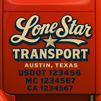 Custom Designed USDOT (DOT) Truck Door Lettering Decal Signs | Graphic Designed USDOT Lettering For Semi-Trucks, Work Trucks & Box Trucks | Add Your Trucking Name, USDOT, MC, CA, KYU, GVW & VIN (2-Pack)