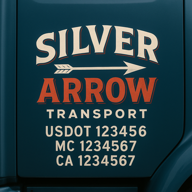 Custom Designed USDOT (DOT) Truck Door Lettering Decal Signs | Graphic Designed USDOT Lettering For Semi-Trucks, Work Trucks & Box Trucks | Add Your Trucking Name, USDOT, MC, CA, KYU, GVW & VIN (2-Pack)