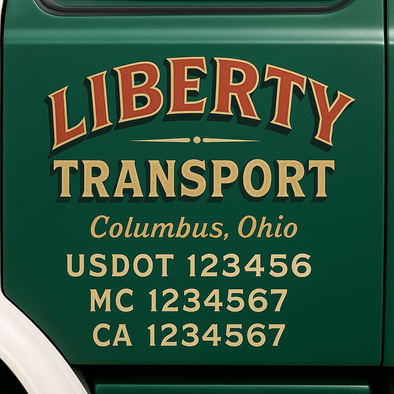 Custom Designed USDOT (DOT) Truck Door Lettering Decal Signs | Graphic Designed USDOT Lettering For Semi-Trucks, Work Trucks & Box Trucks | Add Your Trucking Name, USDOT, MC, CA, KYU, GVW & VIN (2-Pack)