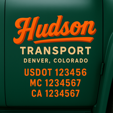 Custom Designed USDOT (DOT) Truck Door Lettering Decal Signs | Graphic Designed USDOT Lettering For Semi-Trucks, Work Trucks & Box Trucks | Add Your Trucking Name, USDOT, MC, CA, KYU, GVW & VIN (2-Pack)