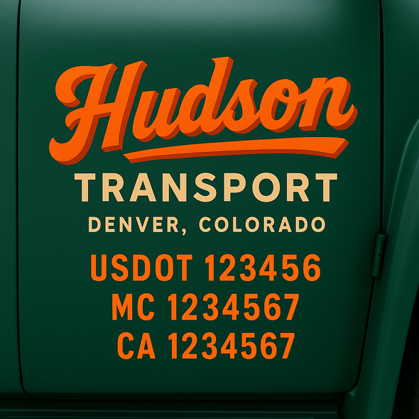 Custom Designed USDOT (DOT) Truck Door Lettering Decal Signs | Graphic Designed USDOT Lettering For Semi-Trucks, Work Trucks & Box Trucks | Add Your Trucking Name, USDOT, MC, CA, KYU, GVW & VIN (2-Pack)
