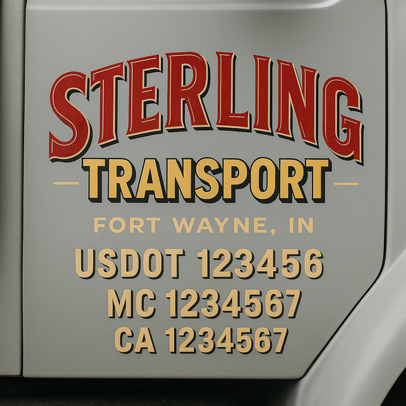 Custom Designed USDOT (DOT) Truck Door Lettering Decal Signs | Graphic Designed USDOT Lettering For Semi-Trucks, Work Trucks & Box Trucks | Add Your Trucking Name, USDOT, MC, CA, KYU, GVW & VIN (2-Pack)