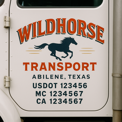 Custom Designed USDOT (DOT) Truck Door Lettering Decal Signs | Graphic Designed USDOT Lettering For Semi-Trucks, Work Trucks & Box Trucks | Add Your Trucking Name, USDOT, MC, CA, KYU, GVW & VIN (2-Pack)