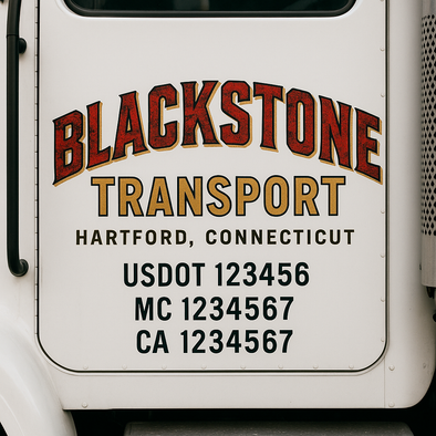 Custom Designed USDOT (DOT) Truck Door Lettering Decal Signs | Graphic Designed USDOT Lettering For Semi-Trucks, Work Trucks & Box Trucks | Add Your Trucking Name, USDOT, MC, CA, KYU, GVW & VIN (2-Pack)