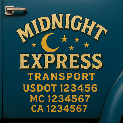 Custom Designed USDOT (DOT) Truck Door Lettering Decal Signs | Graphic Designed USDOT Lettering For Semi-Trucks, Work Trucks & Box Trucks | Add Your Trucking Name, USDOT, MC, CA, KYU, GVW & VIN (2-Pack)