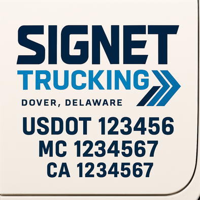 Custom Designed USDOT (DOT) Truck Door Lettering Decal Signs | Graphic Designed USDOT Lettering For Semi-Trucks, Work Trucks & Box Trucks | Add Your Trucking Name, USDOT, MC, CA, KYU, GVW & VIN (2-Pack)
