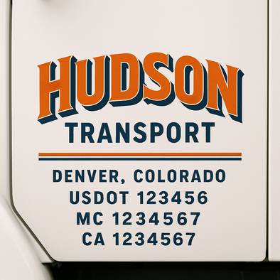 Custom Designed USDOT (DOT) Truck Door Lettering Decal Signs | Graphic Designed USDOT Lettering For Semi-Trucks, Work Trucks & Box Trucks | Add Your Trucking Name, USDOT, MC, CA, KYU, GVW & VIN (2-Pack)