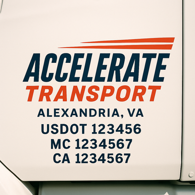Custom Designed USDOT (DOT) Truck Door Lettering Decal Signs | Graphic Designed USDOT Lettering For Semi-Trucks, Work Trucks & Box Trucks | Add Your Trucking Name, USDOT, MC, CA, KYU, GVW & VIN (2-Pack)