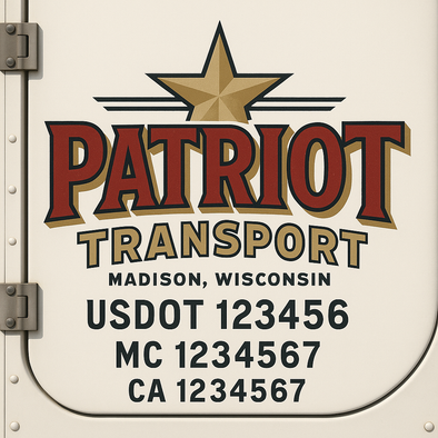 Custom Designed USDOT (DOT) Truck Door Lettering Decal Signs | Graphic Designed USDOT Lettering For Semi-Trucks, Work Trucks & Box Trucks | Add Your Trucking Name, USDOT, MC, CA, KYU, GVW & VIN (2-Pack)
