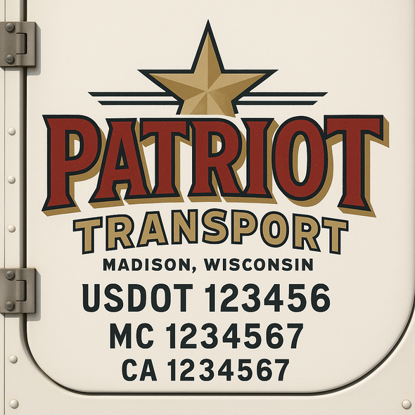 Custom Designed USDOT (DOT) Truck Door Lettering Decal Signs | Graphic Designed USDOT Lettering For Semi-Trucks, Work Trucks & Box Trucks | Add Your Trucking Name, USDOT, MC, CA, KYU, GVW & VIN (2-Pack)