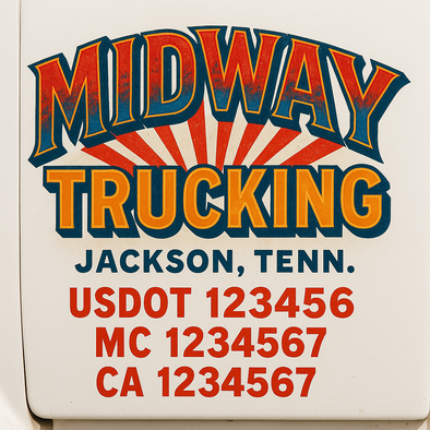 Custom Designed USDOT (DOT) Truck Door Lettering Decal Signs | Graphic Designed USDOT Lettering For Semi-Trucks, Work Trucks & Box Trucks | Add Your Trucking Name, USDOT, MC, CA, KYU, GVW & VIN (2-Pack)