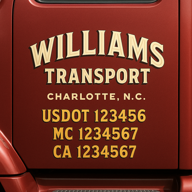 Custom Designed USDOT (DOT) Truck Door Lettering Decal Signs | Graphic Designed USDOT Lettering For Semi-Trucks, Work Trucks & Box Trucks | Add Your Trucking Name, USDOT, MC, CA, KYU, GVW & VIN (2-Pack)