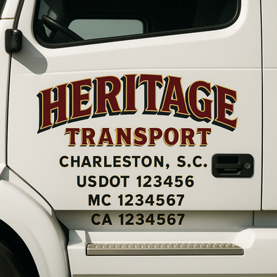 Custom Designed USDOT (DOT) Truck Door Lettering Decal Signs | Graphic Designed USDOT Lettering For Semi-Trucks, Work Trucks & Box Trucks | Add Your Trucking Name, USDOT, MC, CA, KYU, GVW & VIN (2-Pack)