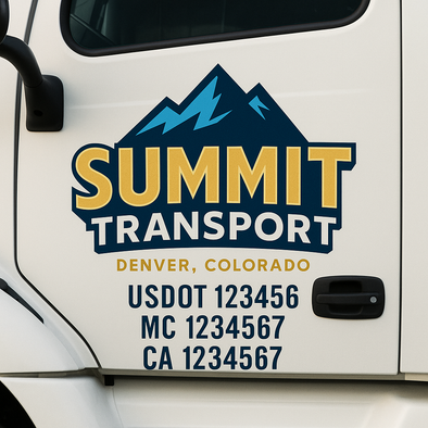 Custom Designed USDOT (DOT) Truck Door Lettering Decal Signs | Graphic Designed USDOT Lettering For Semi-Trucks, Work Trucks & Box Trucks | Add Your Trucking Name, USDOT, MC, CA, KYU, GVW & VIN (2-Pack)