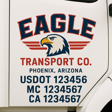 Custom Designed USDOT (DOT) Truck Door Lettering Decal Signs | Graphic Designed USDOT Lettering For Semi-Trucks, Work Trucks & Box Trucks | Add Your Trucking Name, USDOT, MC, CA, KYU, GVW & VIN (2-Pack)