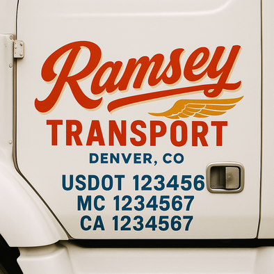 Custom Designed USDOT (DOT) Truck Door Lettering Decal Signs | Graphic Designed USDOT Lettering For Semi-Trucks, Work Trucks & Box Trucks | Add Your Trucking Name, USDOT, MC, CA, KYU, GVW & VIN (2-Pack)