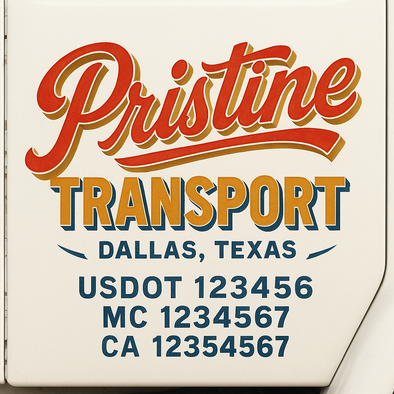 Custom Designed USDOT (DOT) Truck Door Lettering Decal Signs | Graphic Designed USDOT Lettering For Semi-Trucks, Work Trucks & Box Trucks | Add Your Trucking Name, USDOT, MC, CA, KYU, GVW & VIN (2-Pack)