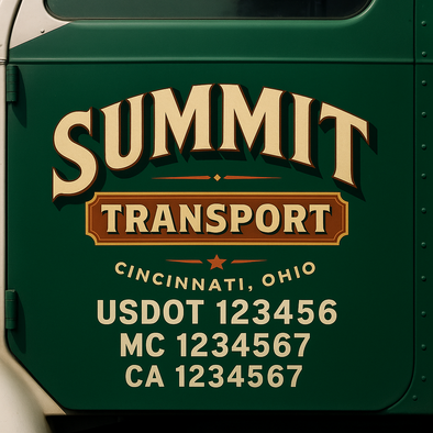 Custom Designed USDOT (DOT) Truck Door Lettering Decal Signs | Graphic Designed USDOT Lettering For Semi-Trucks, Work Trucks & Box Trucks | Add Your Trucking Name, USDOT, MC, CA, KYU, GVW & VIN (2-Pack)