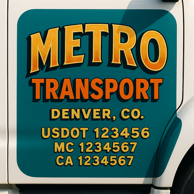 Custom Designed USDOT (DOT) Truck Door Lettering Decal Signs | Graphic Designed USDOT Lettering For Semi-Trucks, Work Trucks & Box Trucks | Add Your Trucking Name, USDOT, MC, CA, KYU, GVW & VIN (2-Pack)