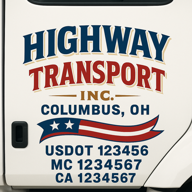 Custom Designed USDOT (DOT) Truck Door Lettering Decal Signs | Graphic Designed USDOT Lettering For Semi-Trucks, Work Trucks & Box Trucks | Add Your Trucking Name, USDOT, MC, CA, KYU, GVW & VIN (2-Pack)
