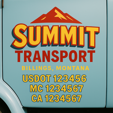 Custom Designed USDOT (DOT) Truck Door Lettering Decal Signs | Graphic Designed USDOT Lettering For Semi-Trucks, Work Trucks & Box Trucks | Add Your Trucking Name, USDOT, MC, CA, KYU, GVW & VIN (2-Pack)
