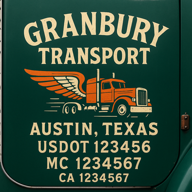 Custom Designed USDOT (DOT) Truck Door Lettering Decal Signs | Graphic Designed USDOT Lettering For Semi-Trucks, Work Trucks & Box Trucks | Add Your Trucking Name, USDOT, MC, CA, KYU, GVW & VIN (2-Pack)