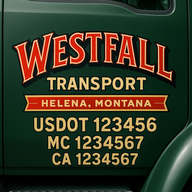Custom Designed USDOT (DOT) Truck Door Lettering Decal Signs | Graphic Designed USDOT Lettering For Semi-Trucks, Work Trucks & Box Trucks | Add Your Trucking Name, USDOT, MC, CA, KYU, GVW & VIN (2-Pack)