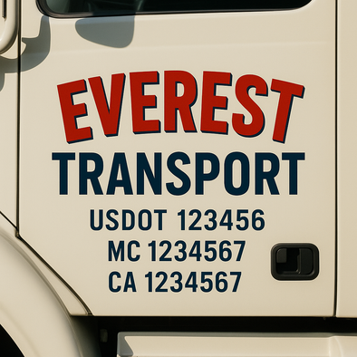 Custom Designed USDOT (DOT) Truck Door Lettering Decal Signs | Graphic Designed USDOT Lettering For Semi-Trucks, Work Trucks & Box Trucks | Add Your Trucking Name, USDOT, MC, CA, KYU, GVW & VIN (2-Pack)