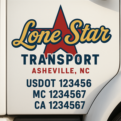 Custom Designed USDOT (DOT) Truck Door Lettering Decal Signs | Graphic Designed USDOT Lettering For Semi-Trucks, Work Trucks & Box Trucks | Add Your Trucking Name, USDOT, MC, CA, KYU, GVW & VIN (2-Pack)