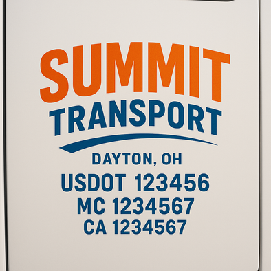 Custom Designed USDOT (DOT) Truck Door Lettering Decal Signs | Graphic Designed USDOT Lettering For Semi-Trucks, Work Trucks & Box Trucks | Add Your Trucking Name, USDOT, MC, CA, KYU, GVW & VIN (2-Pack)