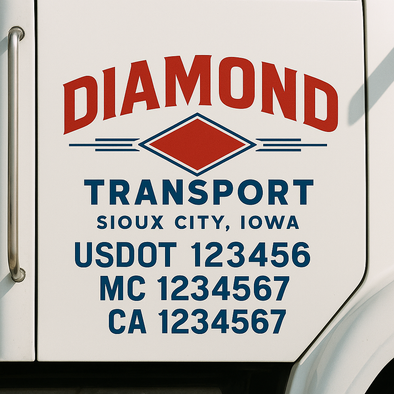 Custom Designed USDOT (DOT) Truck Door Lettering Decal Signs | Graphic Designed USDOT Lettering For Semi-Trucks, Work Trucks & Box Trucks | Add Your Trucking Name, USDOT, MC, CA, KYU, GVW & VIN (2-Pack)