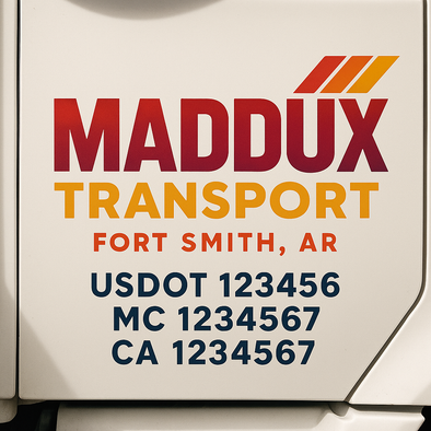 Custom Designed USDOT (DOT) Truck Door Lettering Decal Signs | Graphic Designed USDOT Lettering For Semi-Trucks, Work Trucks & Box Trucks | Add Your Trucking Name, USDOT, MC, CA, KYU, GVW & VIN (2-Pack)