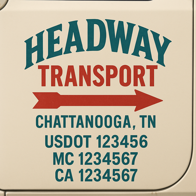 Custom Designed USDOT (DOT) Truck Door Lettering Decal Signs | Graphic Designed USDOT Lettering For Semi-Trucks, Work Trucks & Box Trucks | Add Your Trucking Name, USDOT, MC, CA, KYU, GVW & VIN (2-Pack)