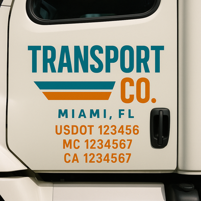 Custom Designed USDOT (DOT) Truck Door Lettering Decal Signs | Graphic Designed USDOT Lettering For Semi-Trucks, Work Trucks & Box Trucks | Add Your Trucking Name, USDOT, MC, CA, KYU, GVW & VIN (2-Pack)