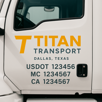 Custom Designed USDOT (DOT) Truck Door Lettering Decal Signs | Graphic Designed USDOT Lettering For Semi-Trucks, Work Trucks & Box Trucks | Add Your Trucking Name, USDOT, MC, CA, KYU, GVW & VIN (2-Pack)