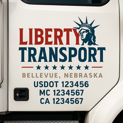 Custom Designed USDOT (DOT) Truck Door Lettering Decal Signs | Graphic Designed USDOT Lettering For Semi-Trucks, Work Trucks & Box Trucks | Add Your Trucking Name, USDOT, MC, CA, KYU, GVW & VIN (2-Pack)