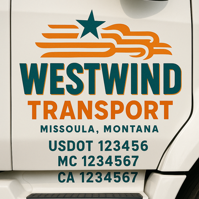 Custom Designed USDOT (DOT) Truck Door Lettering Decal Signs | Graphic Designed USDOT Lettering For Semi-Trucks, Work Trucks & Box Trucks | Add Your Trucking Name, USDOT, MC, CA, KYU, GVW & VIN (2-Pack)