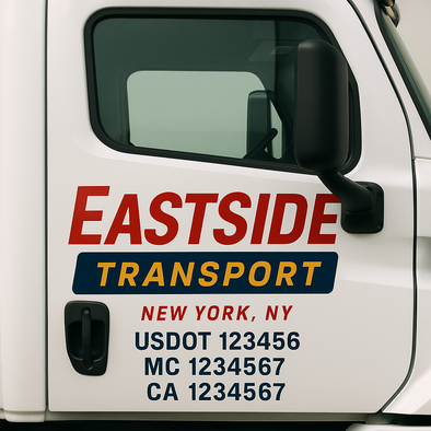 Custom Designed USDOT (DOT) Truck Door Lettering Decal Signs | Graphic Designed USDOT Lettering For Semi-Trucks, Work Trucks & Box Trucks | Add Your Trucking Name, USDOT, MC, CA, KYU, GVW & VIN (2-Pack)