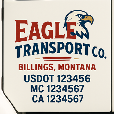 Custom Designed USDOT (DOT) Truck Door Lettering Decal Signs | Graphic Designed USDOT Lettering For Semi-Trucks, Work Trucks & Box Trucks | Add Your Trucking Name, USDOT, MC, CA, KYU, GVW & VIN (2-Pack)