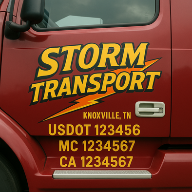Custom Designed USDOT (DOT) Truck Door Lettering Decal Signs | Graphic Designed USDOT Lettering For Semi-Trucks, Work Trucks & Box Trucks | Add Your Trucking Name, USDOT, MC, CA, KYU, GVW & VIN (2-Pack)