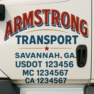 Custom Designed USDOT (DOT) Truck Door Lettering Decal Signs | Graphic Designed USDOT Lettering For Semi-Trucks, Work Trucks & Box Trucks | Add Your Trucking Name, USDOT, MC, CA, KYU, GVW & VIN (2-Pack)