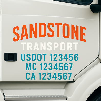 Custom Designed USDOT (DOT) Truck Door Lettering Decal Signs | Graphic Designed USDOT Lettering For Semi-Trucks, Work Trucks & Box Trucks | Add Your Trucking Name, USDOT, MC, CA, KYU, GVW & VIN (2-Pack)