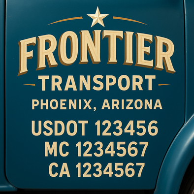 Custom Designed USDOT (DOT) Truck Door Lettering Decal Signs | Graphic Designed USDOT Lettering For Semi-Trucks, Work Trucks & Box Trucks | Add Your Trucking Name, USDOT, MC, CA, KYU, GVW & VIN (2-Pack)