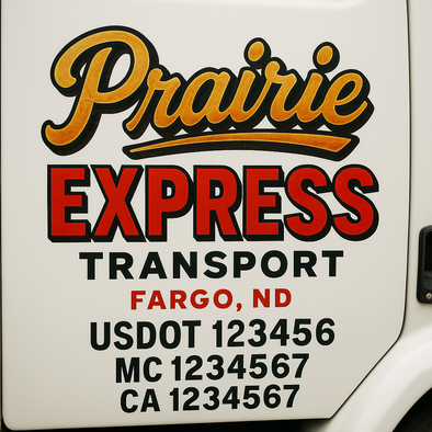 Custom Designed USDOT (DOT) Truck Door Lettering Decal Signs | Graphic Designed USDOT Lettering For Semi-Trucks, Work Trucks & Box Trucks | Add Your Trucking Name, USDOT, MC, CA, KYU, GVW & VIN (2-Pack)