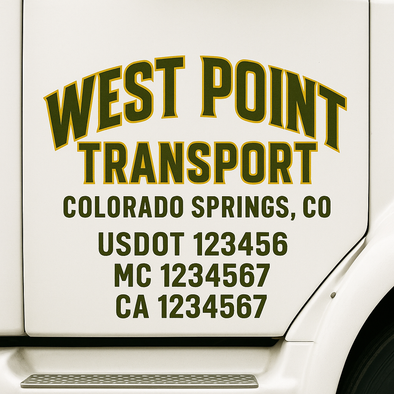 Custom Designed USDOT (DOT) Truck Door Lettering Decal Signs | Graphic Designed USDOT Lettering For Semi-Trucks, Work Trucks & Box Trucks | Add Your Trucking Name, USDOT, MC, CA, KYU, GVW & VIN (2-Pack)