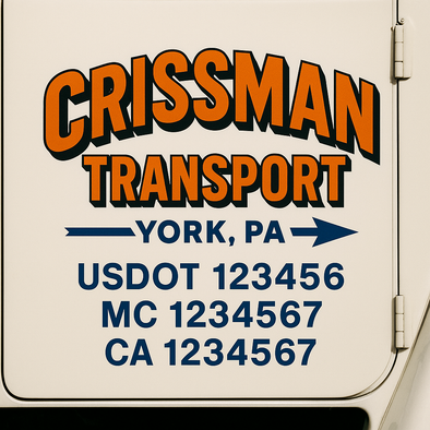 Custom Designed USDOT (DOT) Truck Door Lettering Decal Signs | Graphic Designed USDOT Lettering For Semi-Trucks, Work Trucks & Box Trucks | Add Your Trucking Name, USDOT, MC, CA, KYU, GVW & VIN (2-Pack)