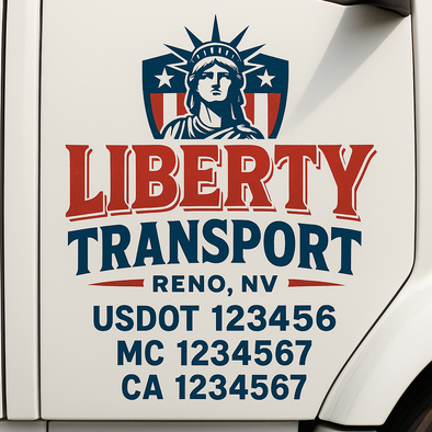 Custom Designed USDOT (DOT) Truck Door Lettering Decal Signs | Graphic Designed USDOT Lettering For Semi-Trucks, Work Trucks & Box Trucks | Add Your Trucking Name, USDOT, MC, CA, KYU, GVW & VIN (2-Pack)
