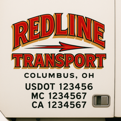 Custom Designed USDOT (DOT) Truck Door Lettering Decal Signs | Graphic Designed USDOT Lettering For Semi-Trucks, Work Trucks & Box Trucks | Add Your Trucking Name, USDOT, MC, CA, KYU, GVW & VIN (2-Pack)
