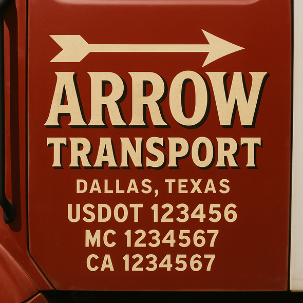 Custom Designed USDOT (DOT) Truck Door Lettering Decal Signs | Graphic Designed USDOT Lettering For Semi-Trucks, Work Trucks & Box Trucks | Add Your Trucking Name, USDOT, MC, CA, KYU, GVW & VIN (2-Pack)